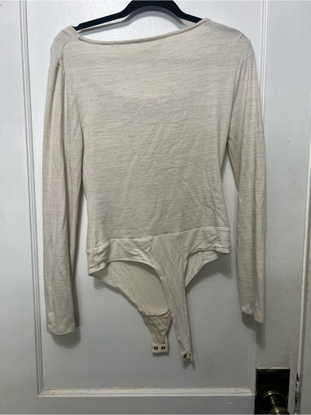 Banana Republic Women's Cream Long-Sleeve Draped Neck Bodysuit - Picture 4 of 4